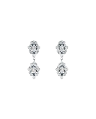 Brincos Ouro Branco e Diamantes