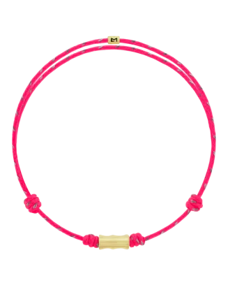 Pulseira Bamboo Rosa e Verde com Ouro Amarelo