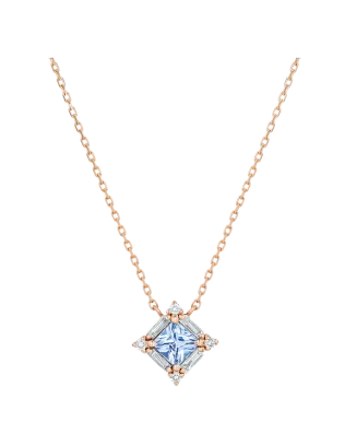 Colar Ouro Rosa, Safiras Azuis e Diamantes