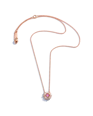 Colar Ouro Rosa, Safira Rosa e Diamantes
