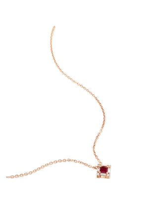 Colar Ouro Rosa, Rubi e Diamantes