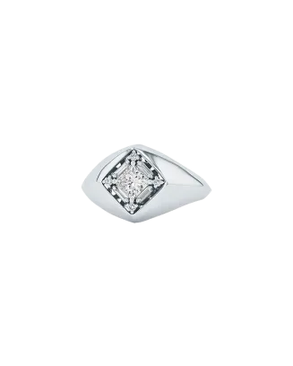 Anel Ouro Branco e Diamantes