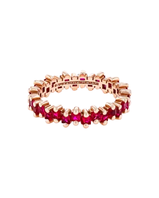 Anel Aliança Ouro Rosa e Rubis