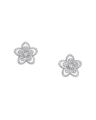 Brincos Studs Wild Flower Ouro Branco E Diamantes
