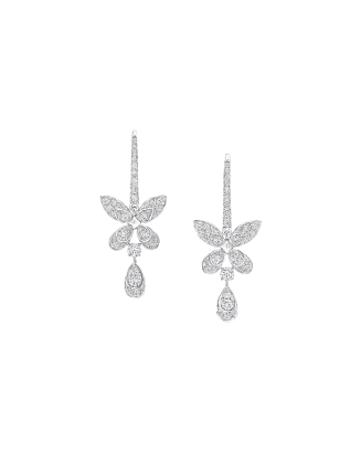 Brincos Butterlfy Ouro Branco E Diamantes