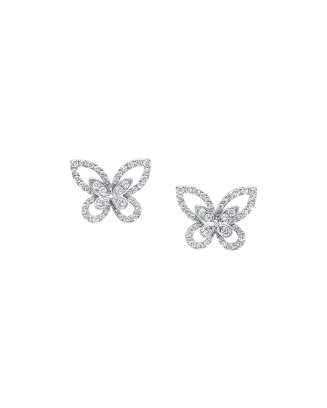 Brincos Butterfly Silhouette Ouro Branco E Diamantes