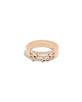 Anel Ouro Rosa e Diamantes