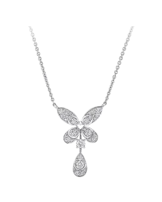 Colar Pendente Butterfly Ouro Branco E Diamantes
