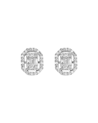 Brincos Ouro Branco e Diamantes