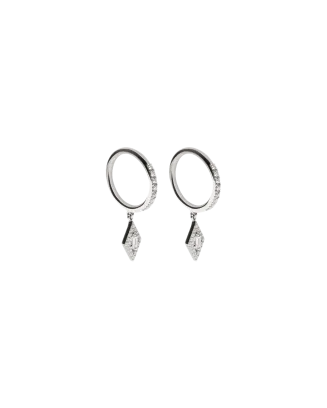 Brincos Argola Ouro Branco e Diamantes