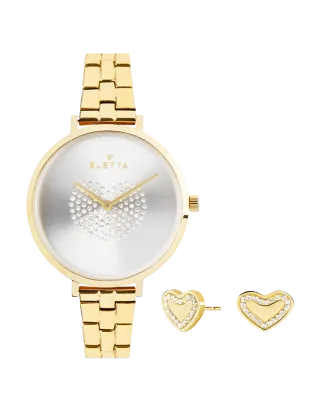 Box Rel&oacute;gio Mulher Hearts Gold