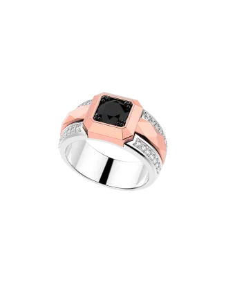 Anel Ouro Rosa, Ouro Branco E Diamantes