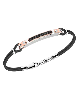 Pulseira Ouro Branco, Ouro Rosa E Diamantes Pretos