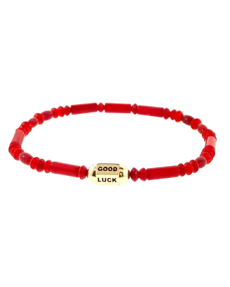 Pulseira Ouro Amarelo, Esmalte Vermelho
