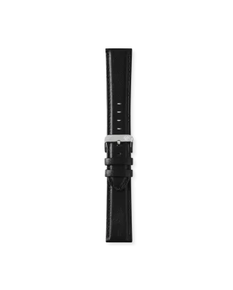 Bracelete Pele Preta Aço 22mm