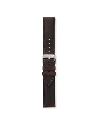 ELETTA Bracelete 22mm Pele Castanho Escuro Aço