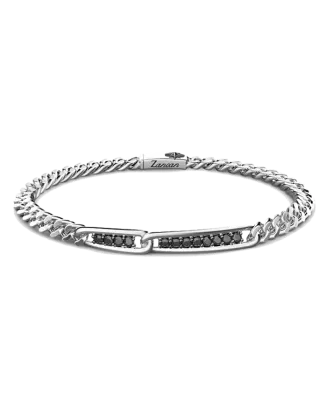 Pulseira Prata E Espinélios Pretos