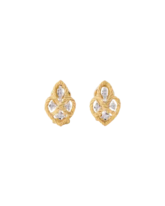 Brincos &Eacute;toil&eacute;e Mini Ouro Amarelo, Ouro Branco E Diamantes