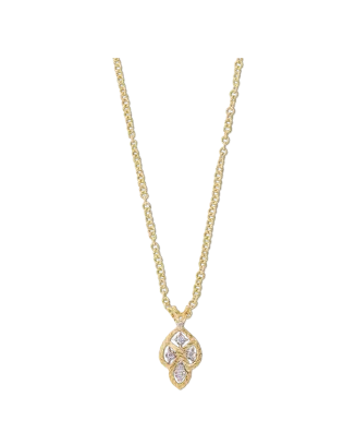 Pendente &Eacute;toil&eacute;e Mini em Ouro Amarelo E Branco com Diamantes