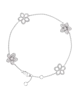 Pulseira Wild Flower Ouro Branco E Diamantes