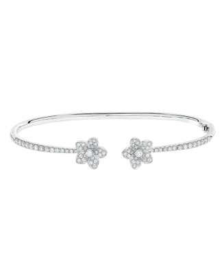 Pulseira Mini Double Wild Flower Ouro Branco E Diamantes