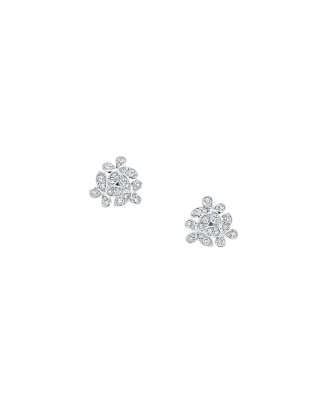 Brincos Studs Triple Butterfly Ouro Branco E Diamantes