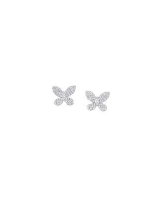 Brincos Studs Butterfly Ouro Branco E Diamantes