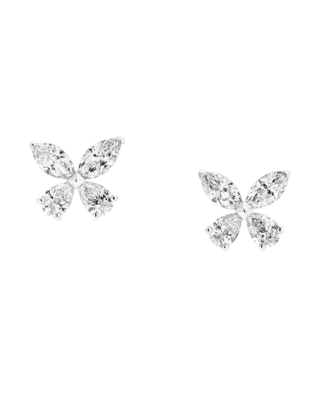 Studs Butterfly Ouro Branco E Diamantes