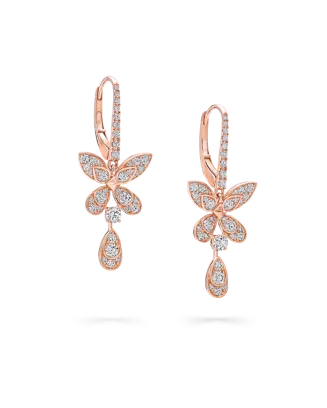 Brincos Butterfly em Ouro Rosa com Diamantes