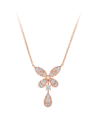 Colar Pendente Butterfly em Ouro Rosa e Diamantes