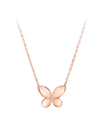 Colar Pendente Butterfly Ouro Rosa E Diamante