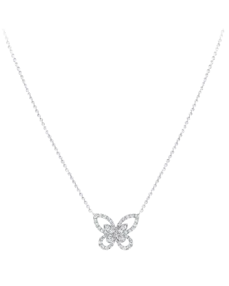 Colar Pendente Butterfly Ouro Branco E Diamantes