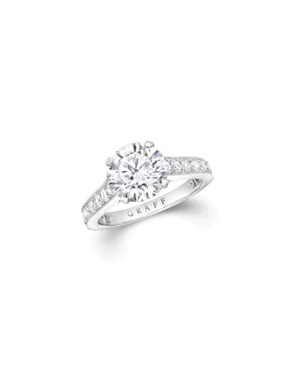 Anel Solit&aacute;rio Flame Platina E Diamantes com Pav&eacute;