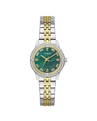 Relógio Feminino Collete Verde Bicolor com Brilhantes