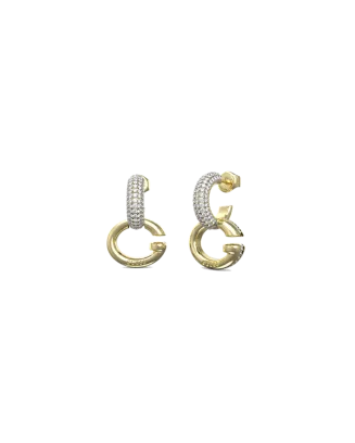 Brincos em Aço Dourado com Pendente em G