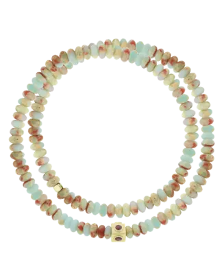 Pulseira Ouro Amarelo, Jasper E Rubi