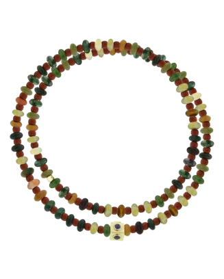 Pulseira Ouro Amarelo, Agata E Safiras Azuis