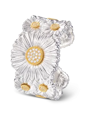 Pulseira Blossoms Prata com Ouro Amarelo e Diamantes