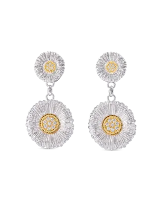 Brincos Blossoms Prata com Ouro Amarelo e Diamantes