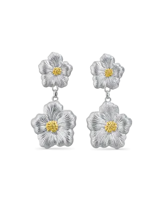 Brincos Pendentes Blossoms Prata e Vermeil