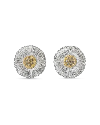 Brincos Blossoms Prata e Vermeil com Diamantes Castanhos