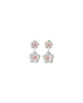Brincos Blossoms Prata E Safiras Rosa