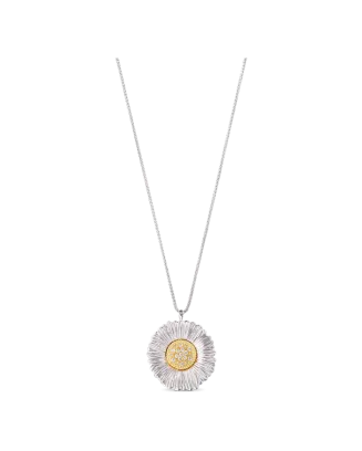 Colar Pendente Blossoms Prata com Ouro Amarelo e Diamantes