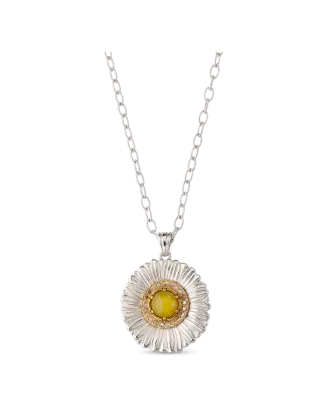 Colar Pendente Blossoms Prata com Ágata Amarela e Diamantes