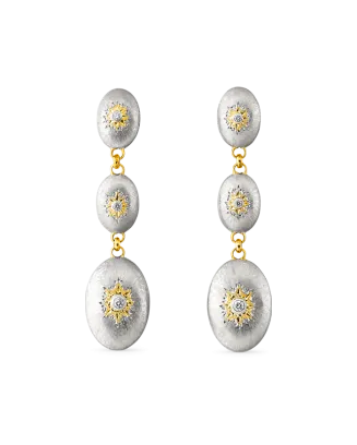 Brincos Ouro Branco, Amarelo E Diamantes
