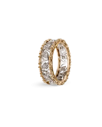 Anel Ramage Ouro Branco, Ouro Amarelo e Diamantes