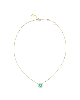 Colar em Aço Dourado com Pendente Redondo Azul