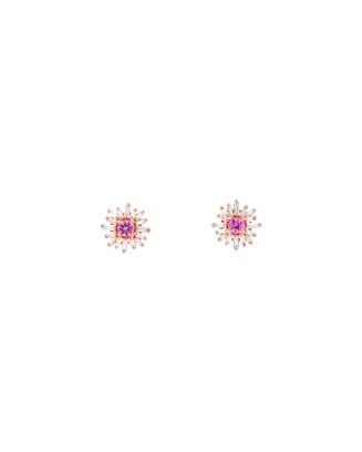 Brincos Ouro Rosa, Safiras Rosa e Diamantes