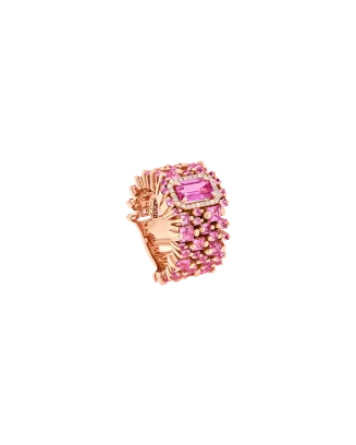 Anel Ouro Rosa, Safira Rosa E Diamantes