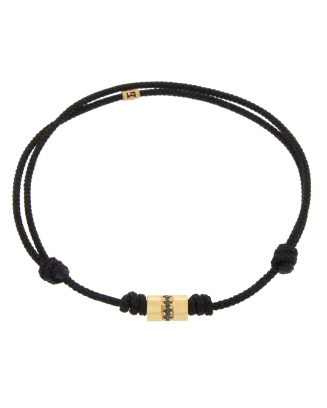 Pulseira Ouro Amarelo, Preto E Diamantes Pretos